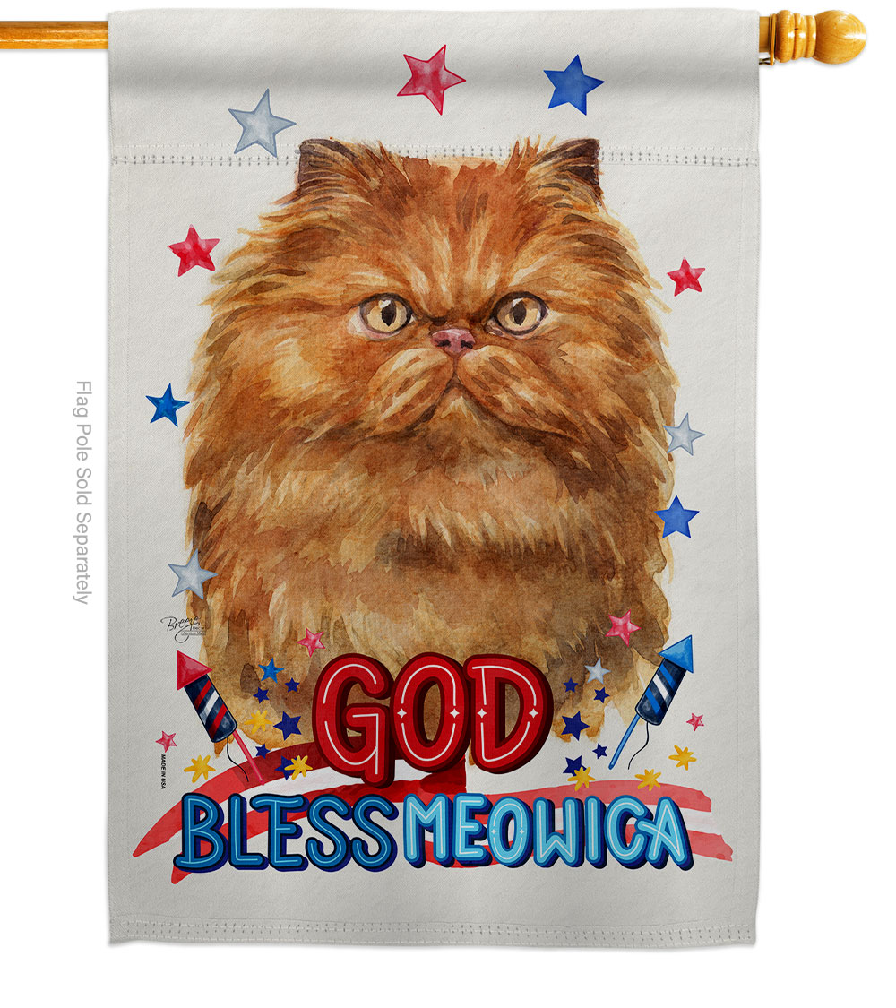 Patriotic Tan Persian Animals Cat 28 x 40 in. Double-Sided Decorative Vertical House Flag for Decoration Banner Garden Yard Gift