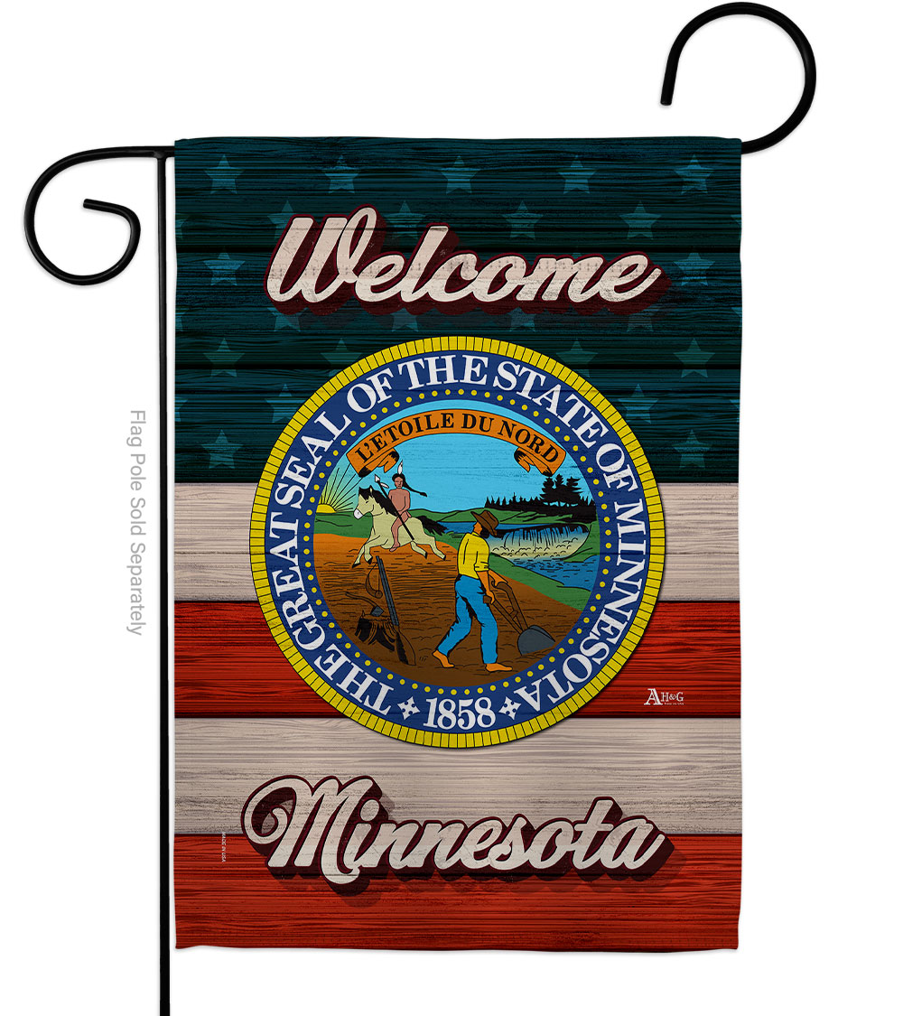 13 x 18.5 in. Welcome Minnesota Double-Sided Vertical House Decoration Banner Garden Flag - Yard Gift
