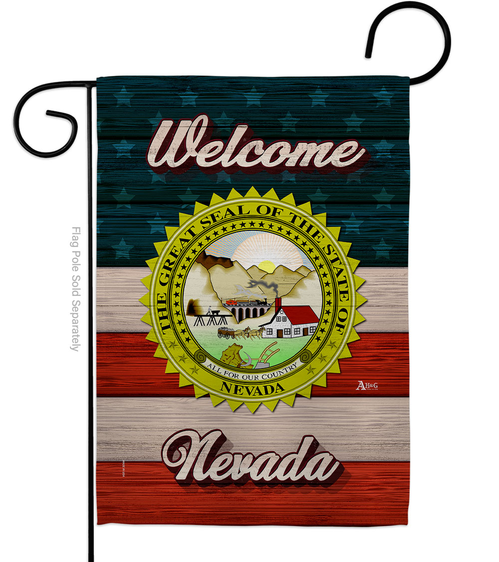 G141285-BO 13 x 18.5 in. Welcome Nevada Double-Sided Vertical House Decoration Banner Garden Flag - Yard Gift