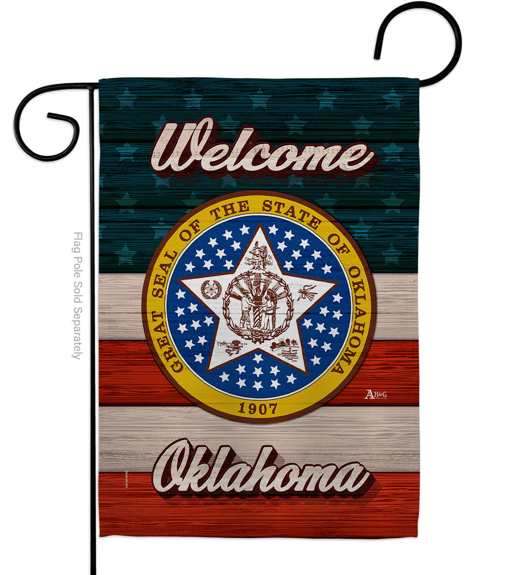13 x 18.5 in. Welcome Oklahoma Double-Sided Vertical House Decoration Banner Garden Flag - Yard Gift