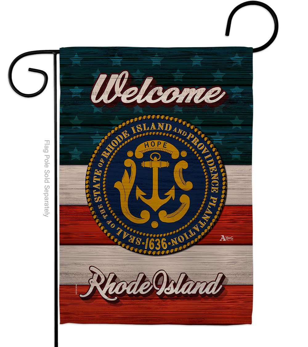 G141296-BO 13 x 18.5 in. Welcome Rhode Island Double-Sided Vertical House Decoration Banner Garden Flag - Yard Gift