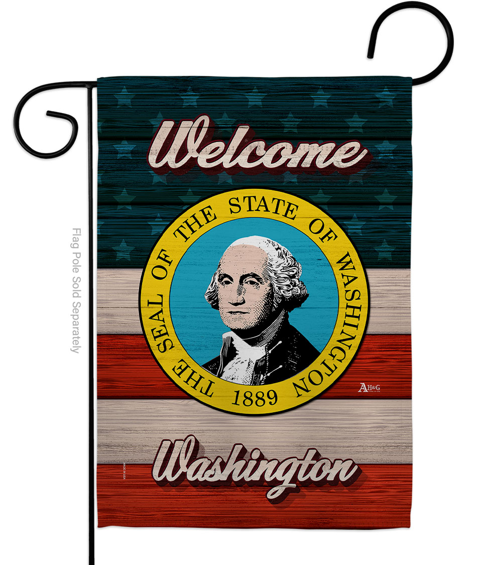 G141304-BO 13 x 18.5 in. Welcome Washington Double-Sided Vertical House Decoration Banner Garden Flag - Yard Gift