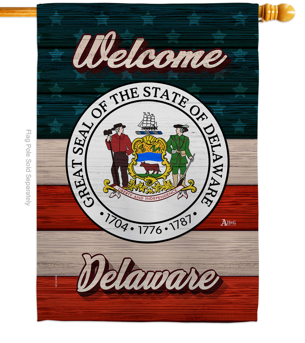 H141264-BO 28 x 40 in. Welcome Delaware Double-Sided Vertical Decoration Banner House & Garden Flag - Yard Gift
