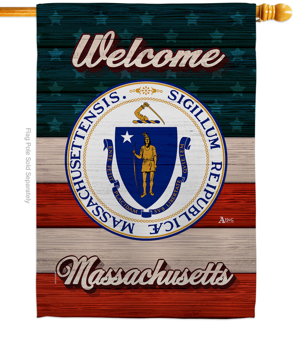 28 x 40 in. Welcome Massachusetts Double-Sided Vertical Decoration Banner House & Garden Flag - Yard Gift