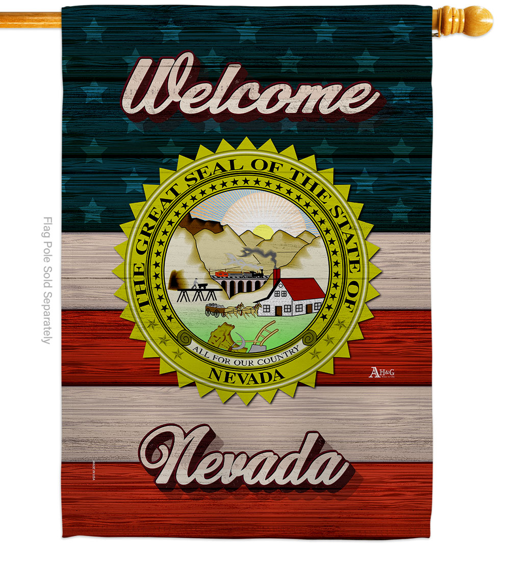 H141285-BO 28 x 40 in. Welcome Nevada Double-Sided Vertical Decoration Banner House & Garden Flag - Yard Gift
