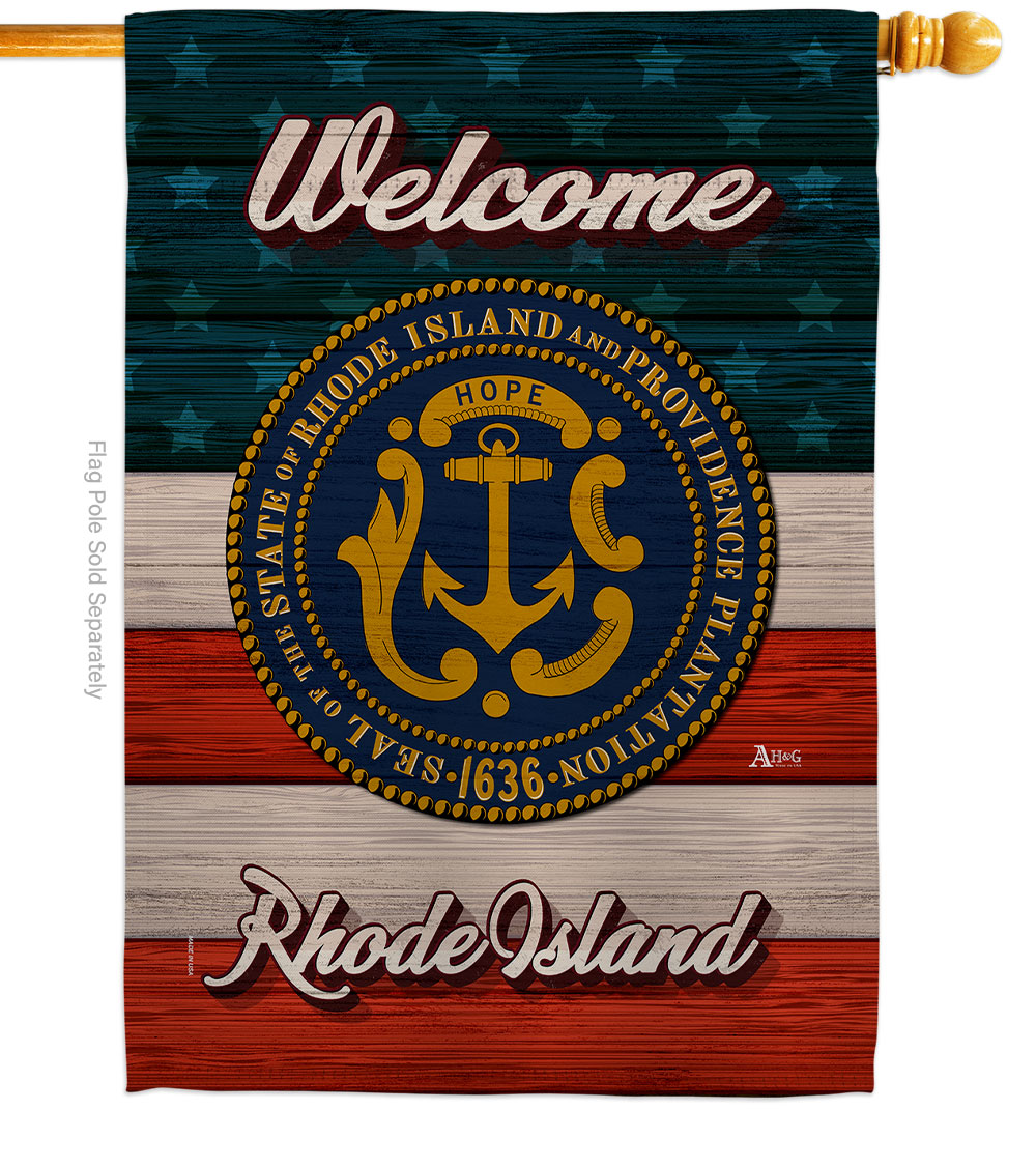H141296-BO 28 x 40 in. Welcome Rhode Island Double-Sided Vertical Decoration Banner House & Garden Flag - Yard Gift