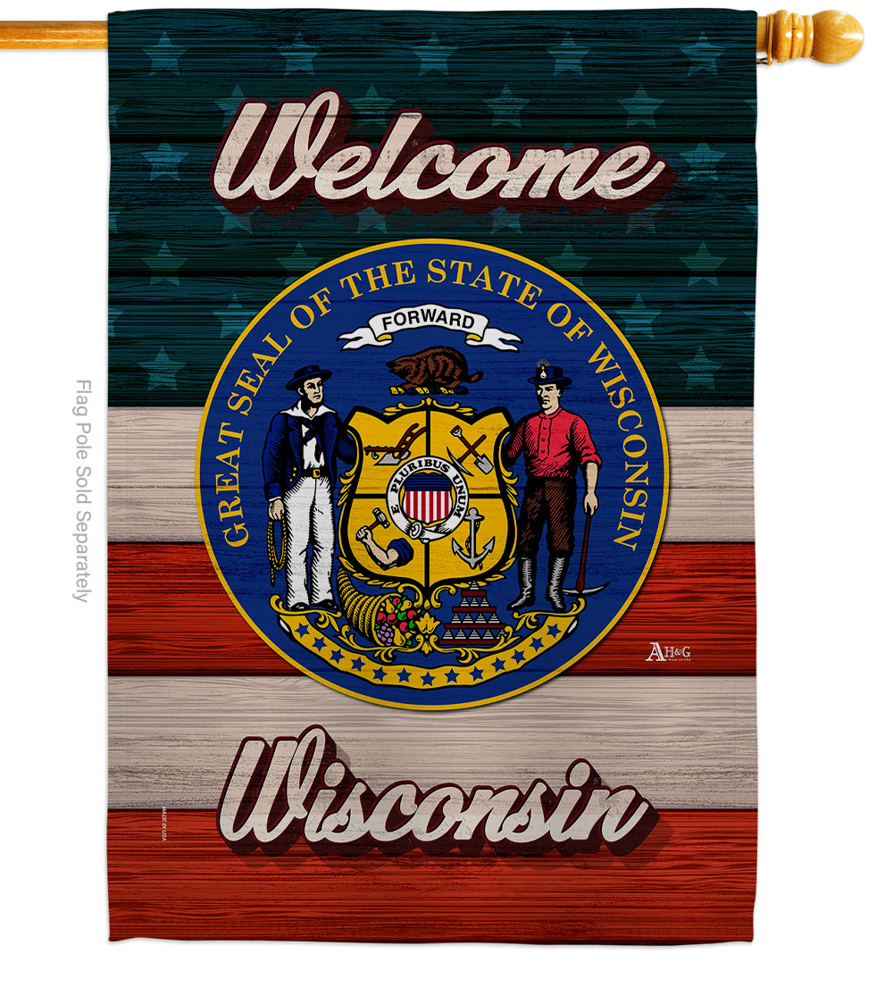 28 x 40 in. Welcome Wisconsin Double-Sided Vertical Decoration Banner House & Garden Flag - Yard Gift