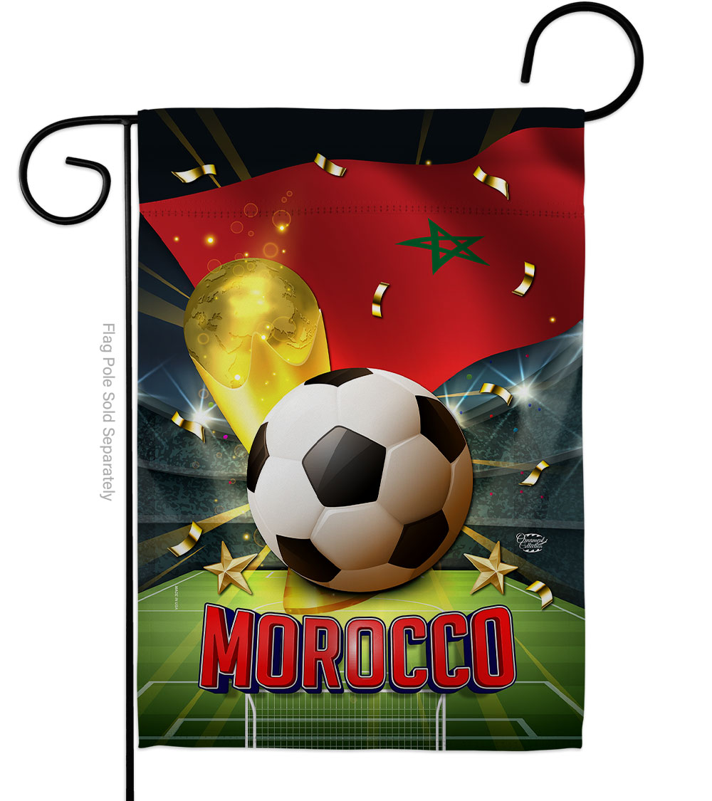 G190130-BO 13 x 18.5 in. World Cup Morocco Sports Soccer Double-Sided Vertical House Decoration Banner Garden Flag - Yard Gift -  Ornament Collection
