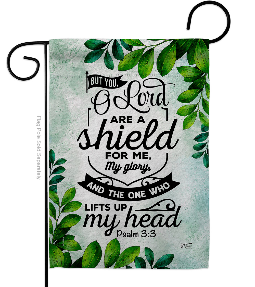 13 x 18.5 in. O Lord Are A Shield Religious Bible Verses Double-Sided Vertical House Decoration Banner Garden Flag - Yard Gift