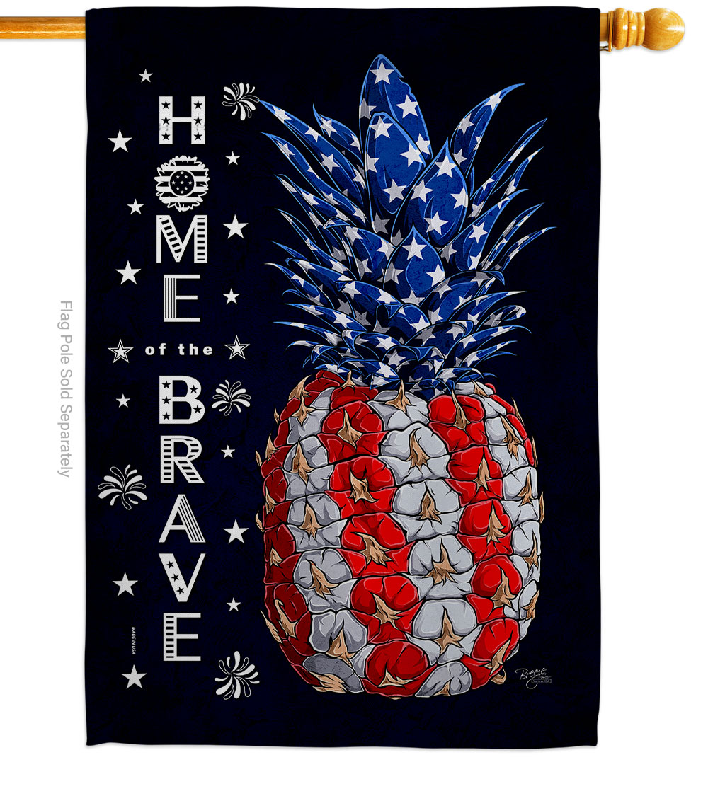 28 x 40 in. Patriotic Pineapple Americana Star & Stripes Double-Sided Vertical Decoration Banner House & Garden Flag - Yard Gift
