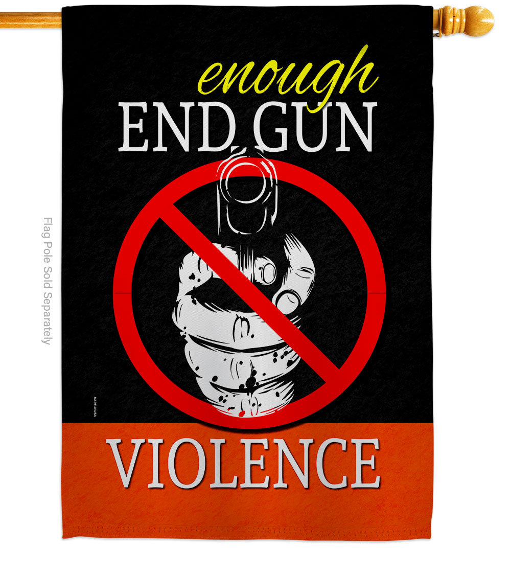 H170281-BO 28 x 40 in. Enough Gun Support Awareness Double-Sided Vertical Decoration Banner House & Garden Flag - Yard Gift