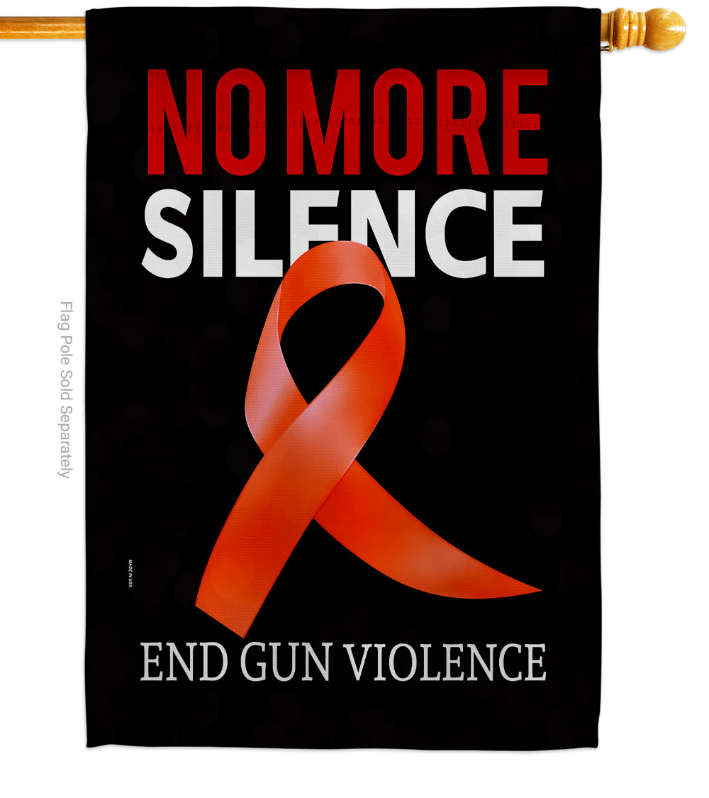 28 x 40 in. No Silence End Gun Support Awareness Double-Sided Vertical Decoration Banner House & Garden Flag - Yard Gift
