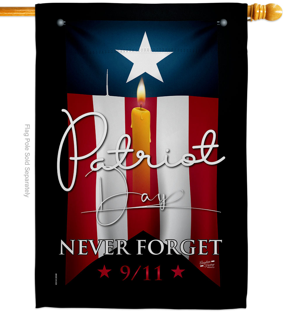 Picture of Angeleno Heritage H130395-BO 28 x 40 in. 9-11 Never Forget Americana Patriot Day Double-Sided Vertical Decorative House Flag