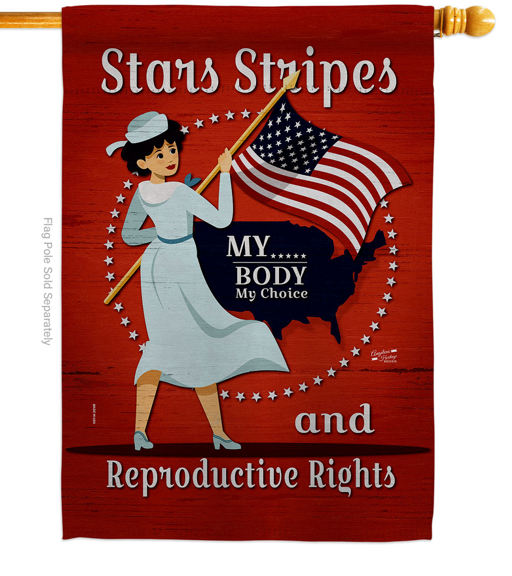 Picture of Angeleno Heritage H130397-BO 28 x 40 in. Reproductive Rights Support Feminism Double-Sided Vertical Decorative House Flag
