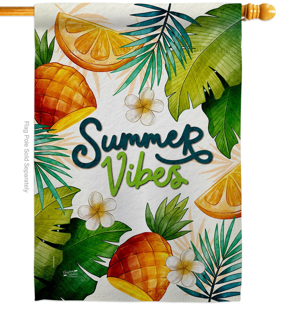 Picture of Angeleno Heritage H130398-BO 28 x 40 in. Tropical Vibes Summertime Fun & Sun Double-Sided Vertical Decorative House Flag