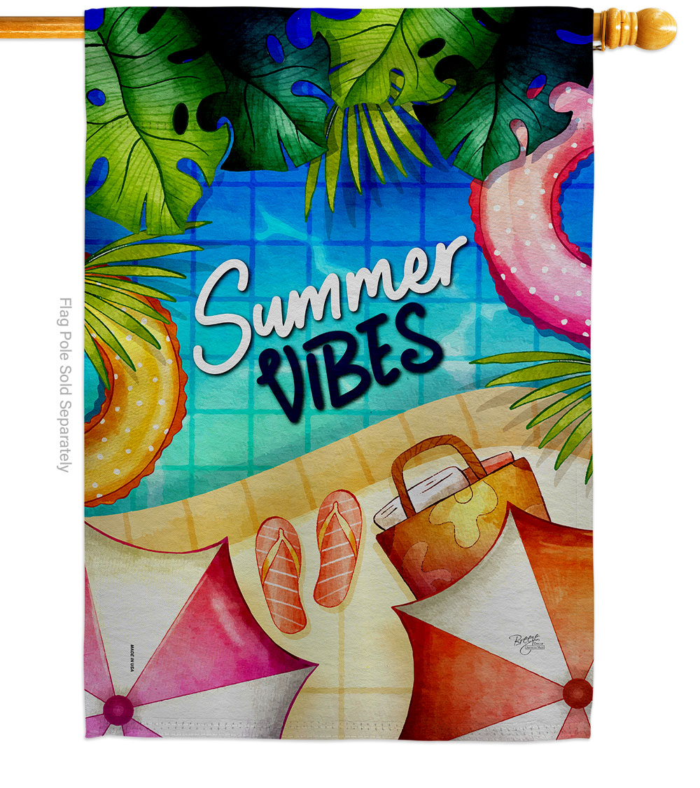 28 x 40 in. Summer Pool Vibes Summertime Fun & Sun Double-Sided Vertical Decorative House Flag