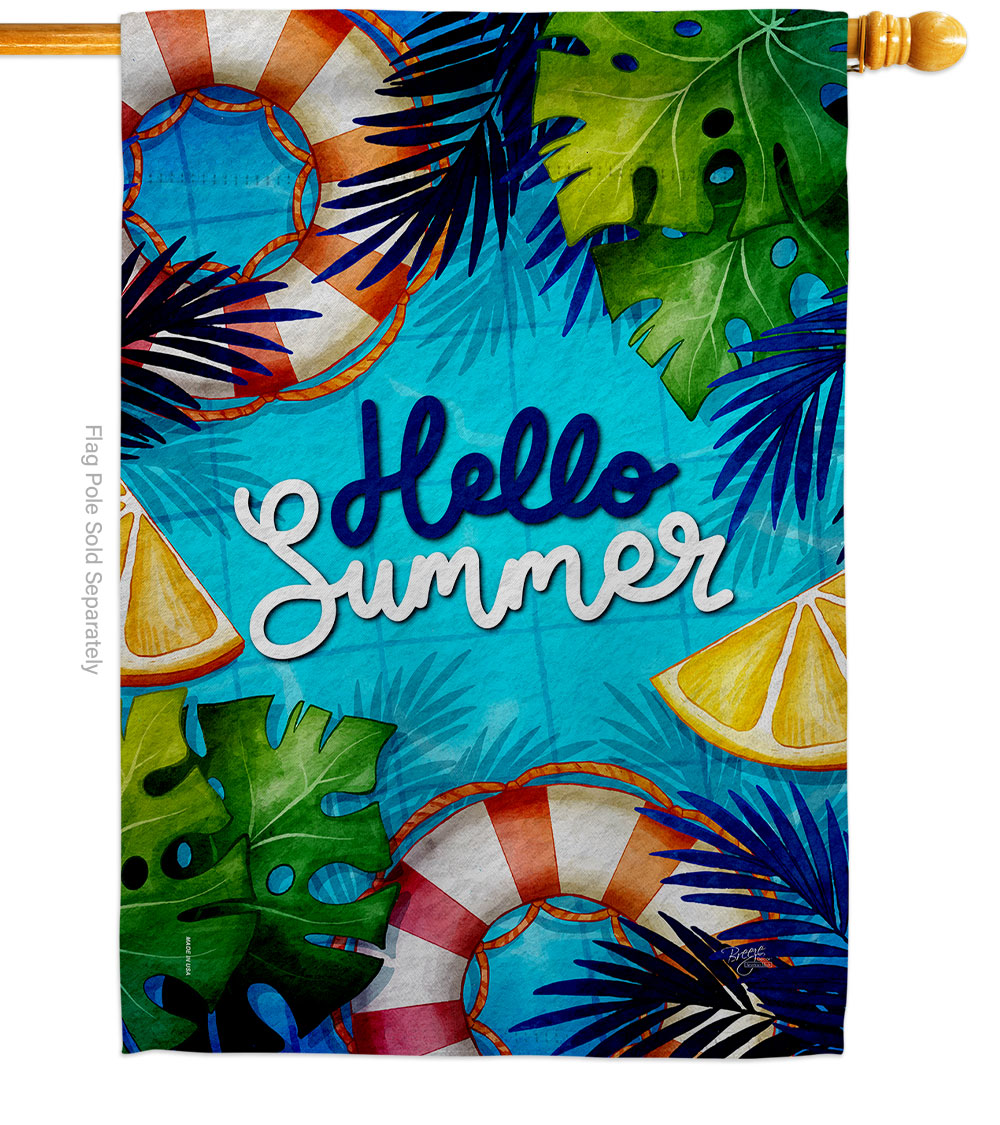 28 x 40 in. Hello Cool Summer Summertime Fun & Sun Double-Sided Vertical Decorative House Flag