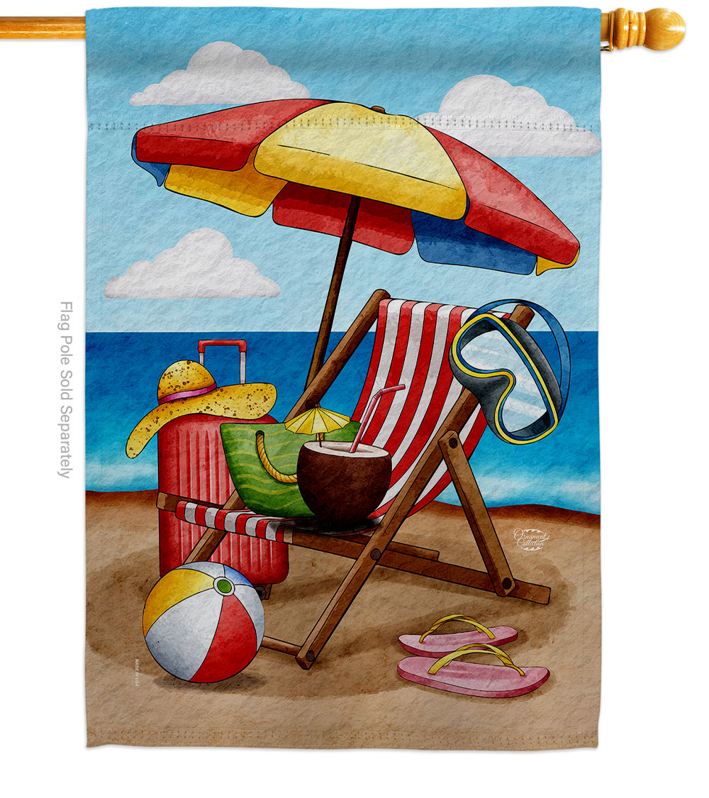 28 x 40 in. Beach Chair Summertime Fun & Sun Double-Sided Vertical Decorative House Flag