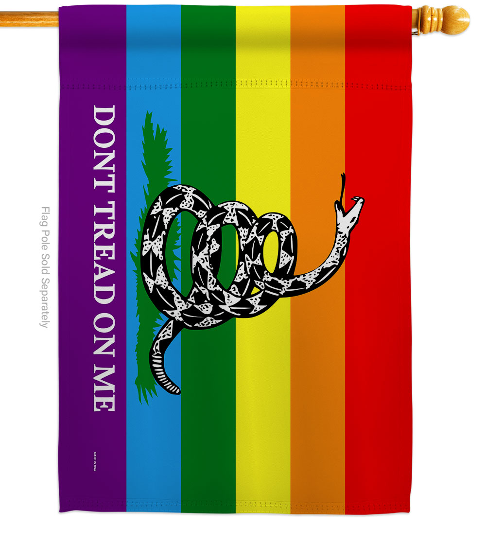 28 x 40 in. Gadsden Rainbow House Flag with Double-Sided Decorative Horizontal Flags