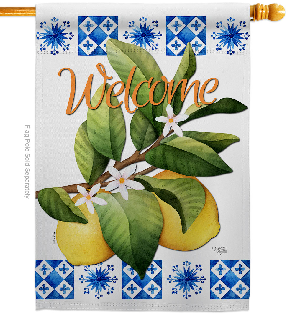 28 x 40 in. Lemons Food Fruit House Flag with Double-Sided Decorative Vertical Flags