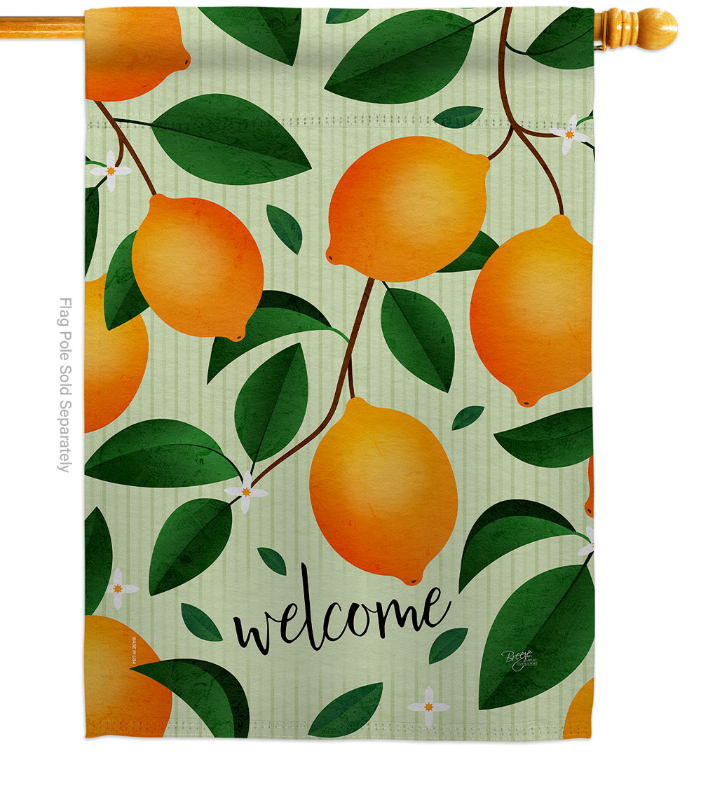 28 x 40 in. Welcome Lemon Food Fruit House Flag with Double-Sided Decorative Vertical Flags