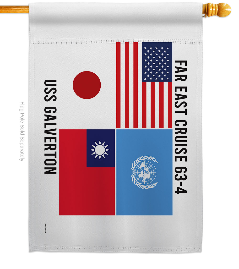 28 x 40 in. Galveston Armed Forces Navy House Flag with Double-Sided Decorative Horizontal Flags