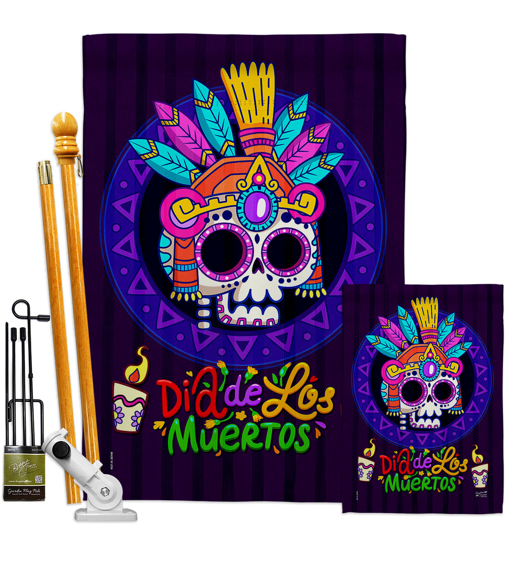 Dia de los Muertos Falltime Day of Diad 28 x 40 in. Double-Sided Decorative Horizontal House Flags Kit for Decoration Banner Garden Yard Gift -  Patio Trasero, PA4075947