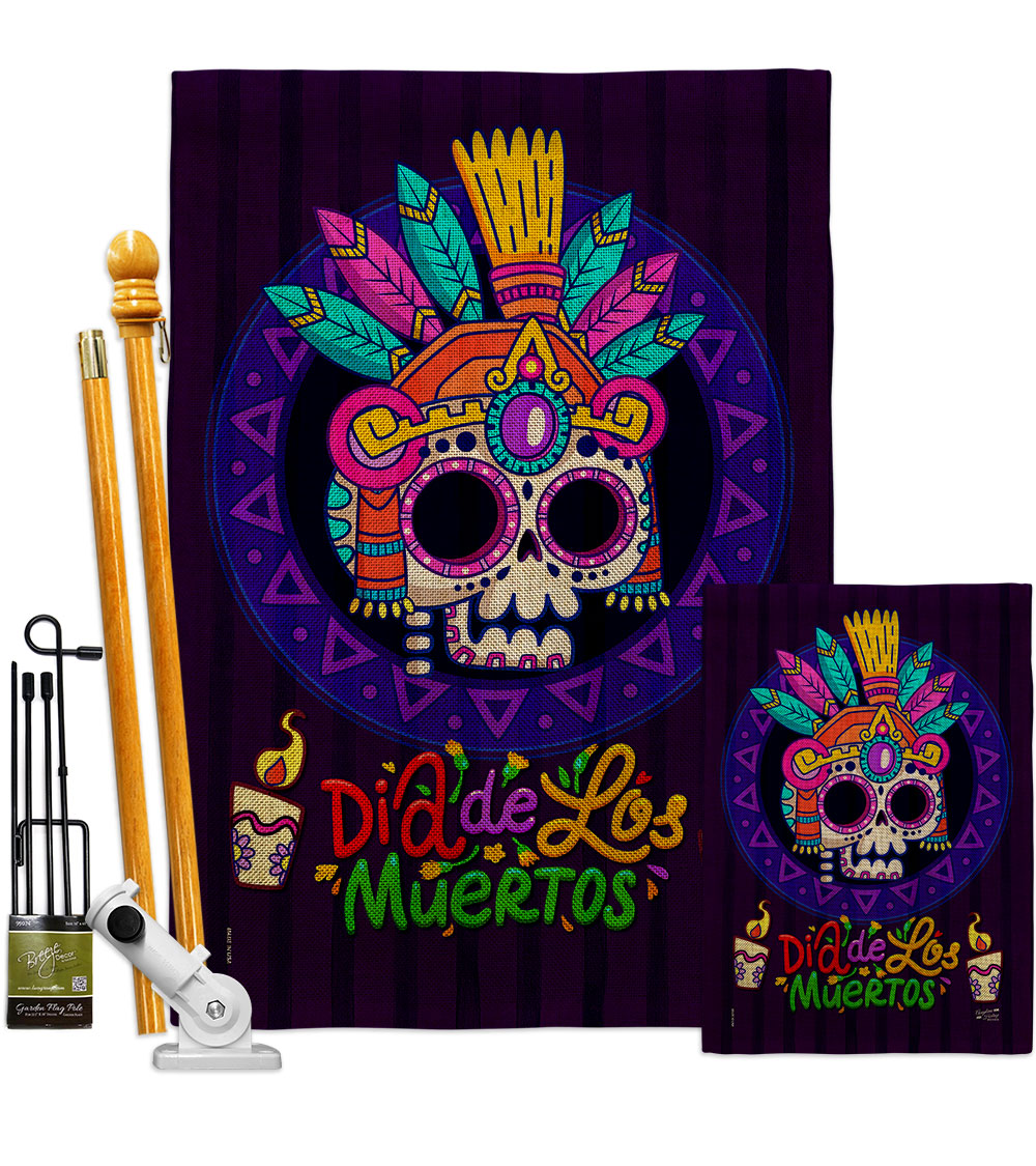 Dia de los Muertos Falltime Day of Diad 28 x 40 in. Double-Sided Decorative Horizontal House Flags Kit for Decoration Banner Garden Yard Gift -  Patio Trasero, PA4080364