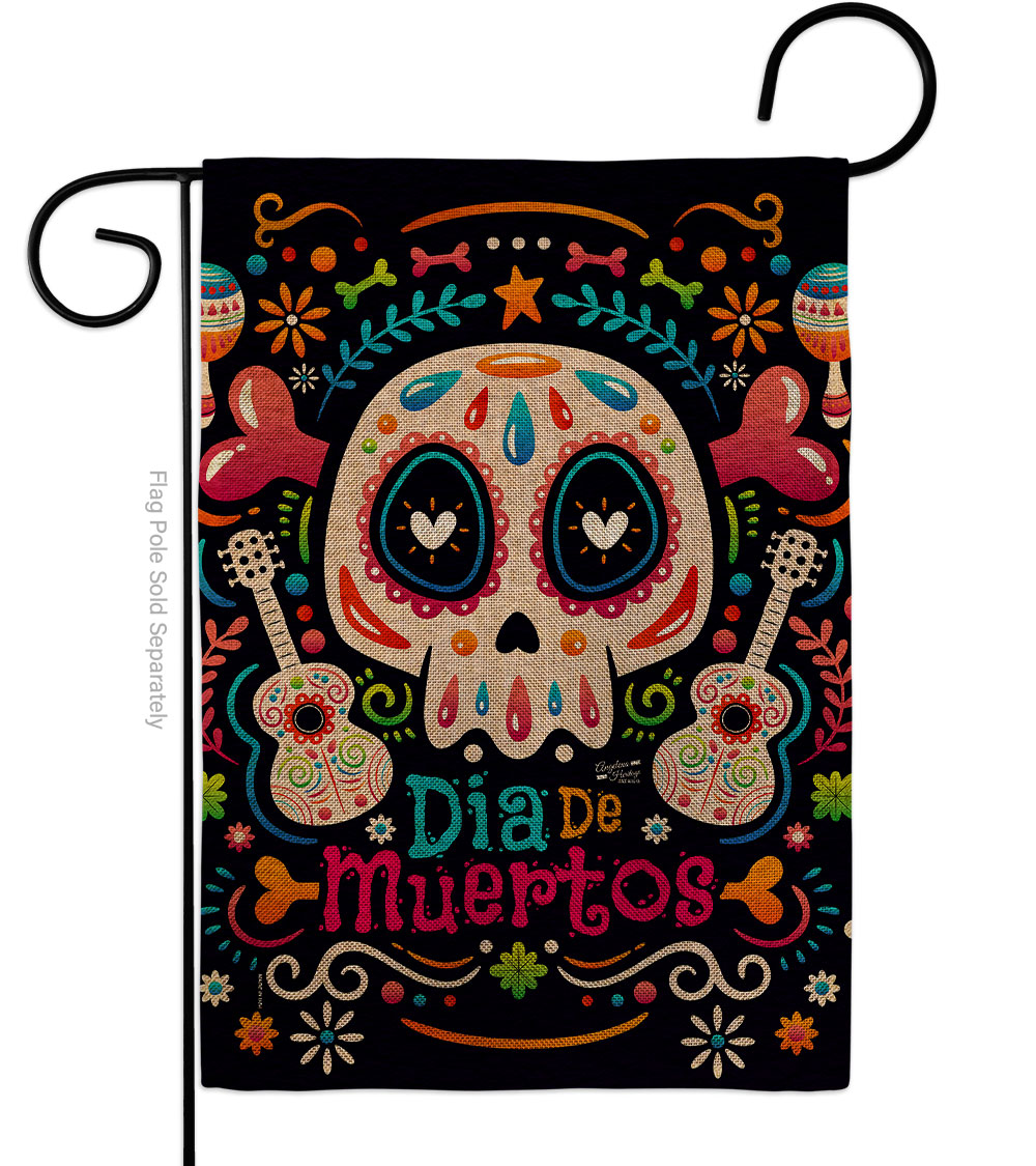 Fiesta Dia de Muertos Falltime Day of Diad 13 x 18.5. in. Double-Sided Decorative Vertical House Garden Flag for Decoration Banner Yard Gift
