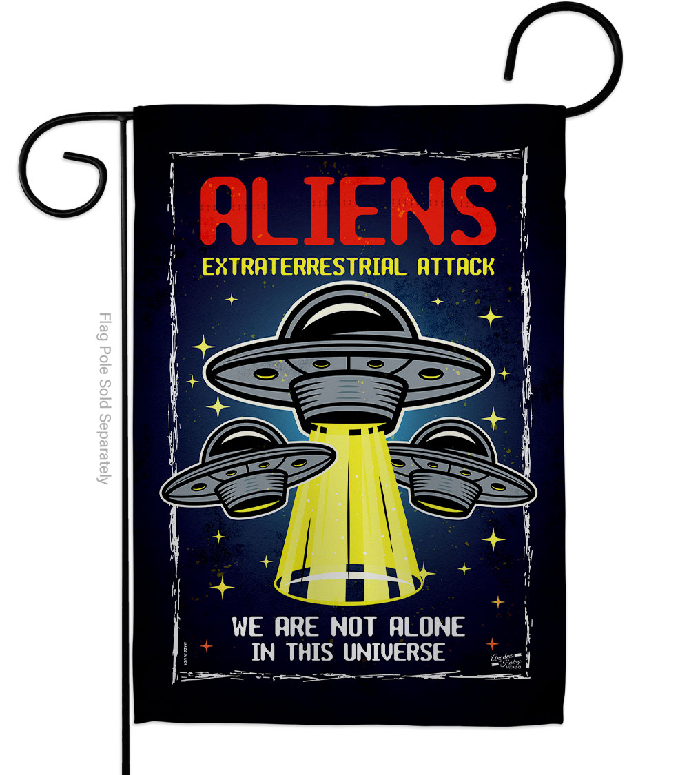 Aliens Attack Cosmos Space Creature 13 x 18.5. in. Double-Sided Decorative Vertical House Garden Flag for Decoration Banner Yard Gift