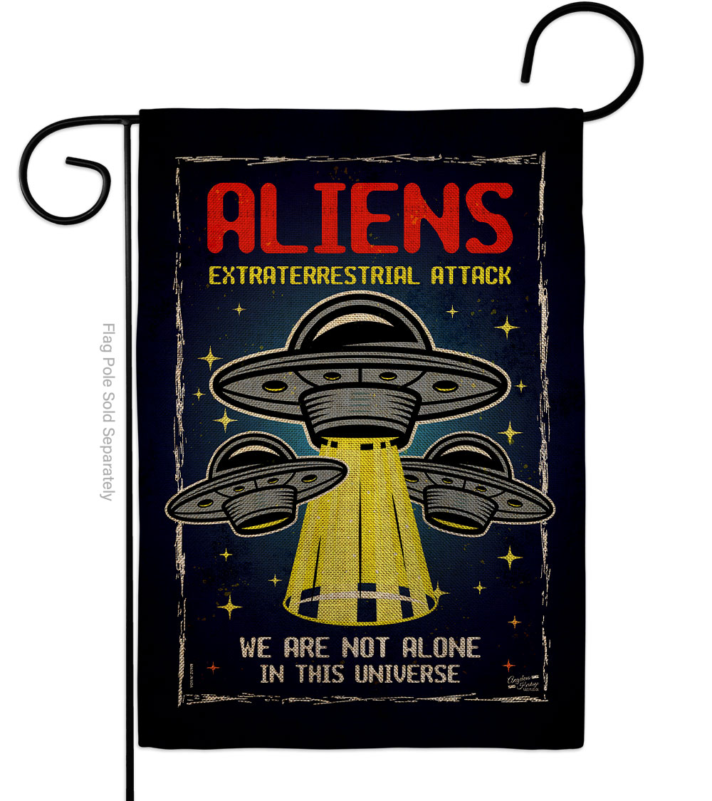Aliens Attack Cosmos Space Creature 13 x 18.5. in. Double-Sided Decorative Vertical House Garden Flag for Decoration Banner Yard Gift
