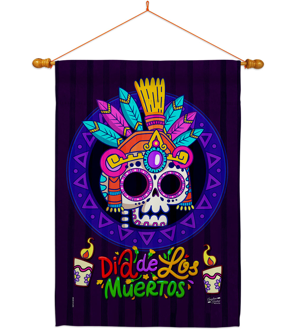 HS130412-BO-03 Dia de los Muertos Falltime Day of Diad 28 x 40 in. Double-Sided Decorative Horizontal Flags for Decoration Banner Garden Yard Gift -  Angeleno Heritage