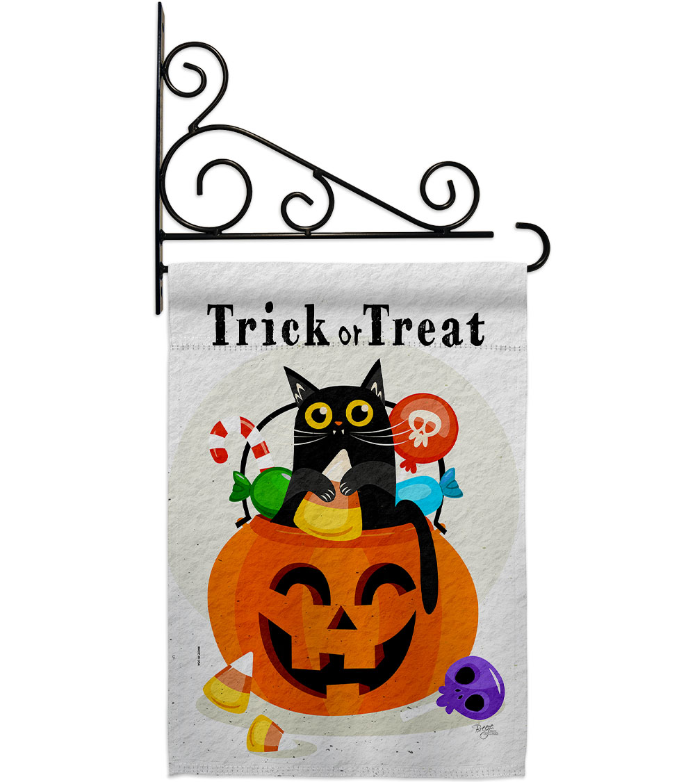 Silly Halloween Kitty Falltime 13 x 18.5. in. Double-Sided Decorative Horizontal House Garden Flag Set for Decoration Banner Yard Gift