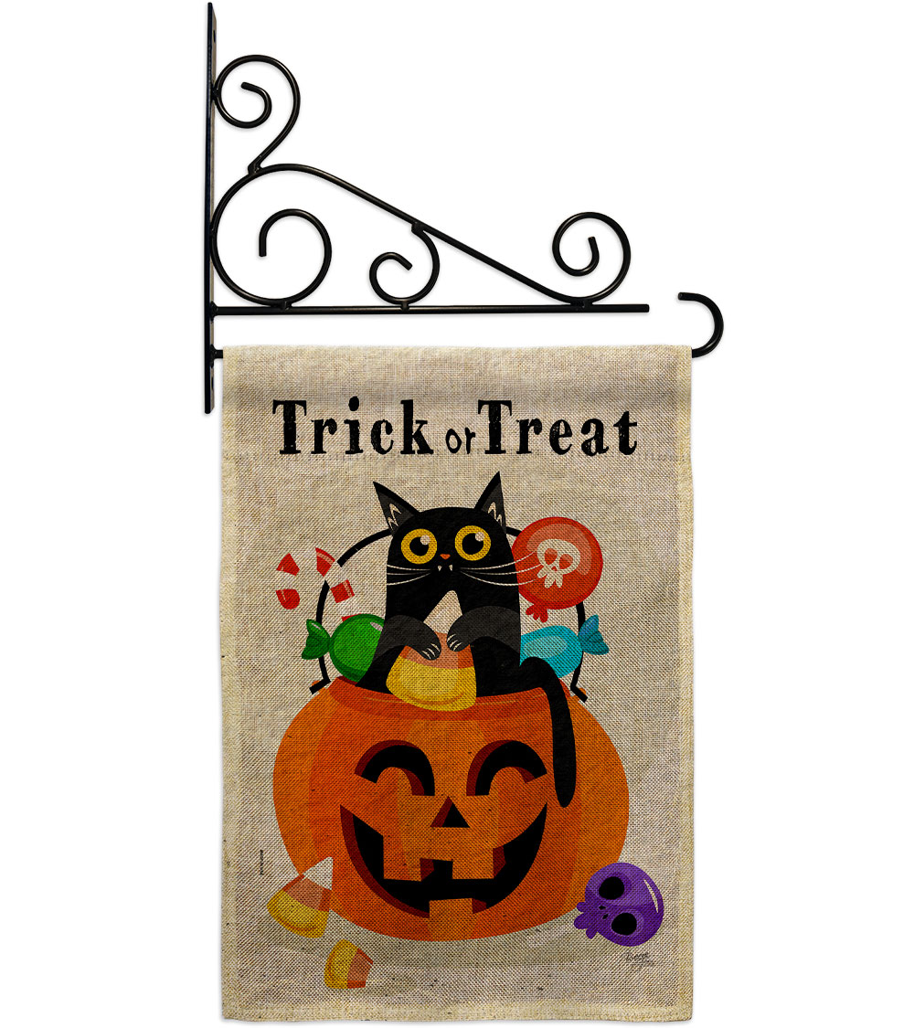 Silly Halloween Kitty Falltime 13 x 18.5. in. Double-Sided Decorative Horizontal House Garden Flag Set for Decoration Banner Yard Gift