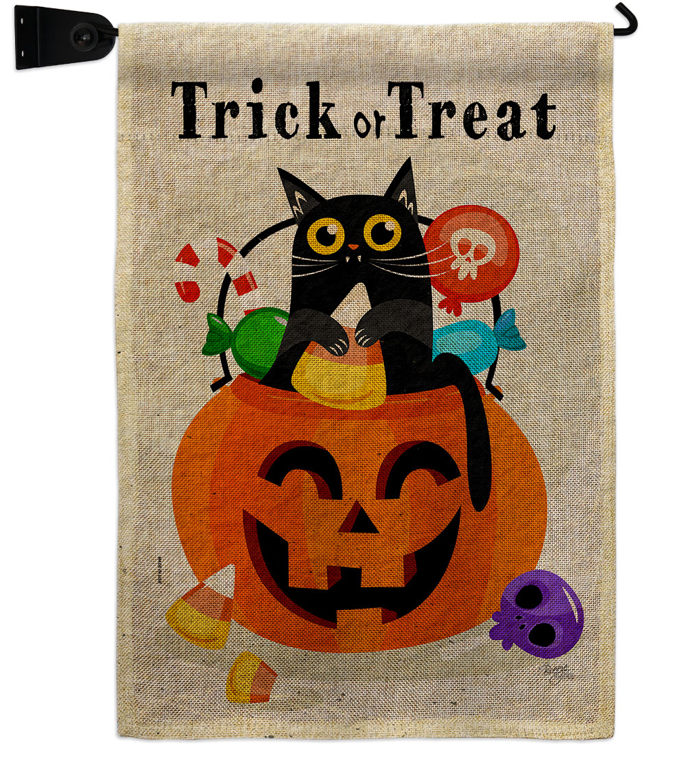 Silly Halloween Kitty Falltime 13 x 18.5. in. Double-Sided Decorative Horizontal House Garden Flag Set for Decoration Banner Yard Gift