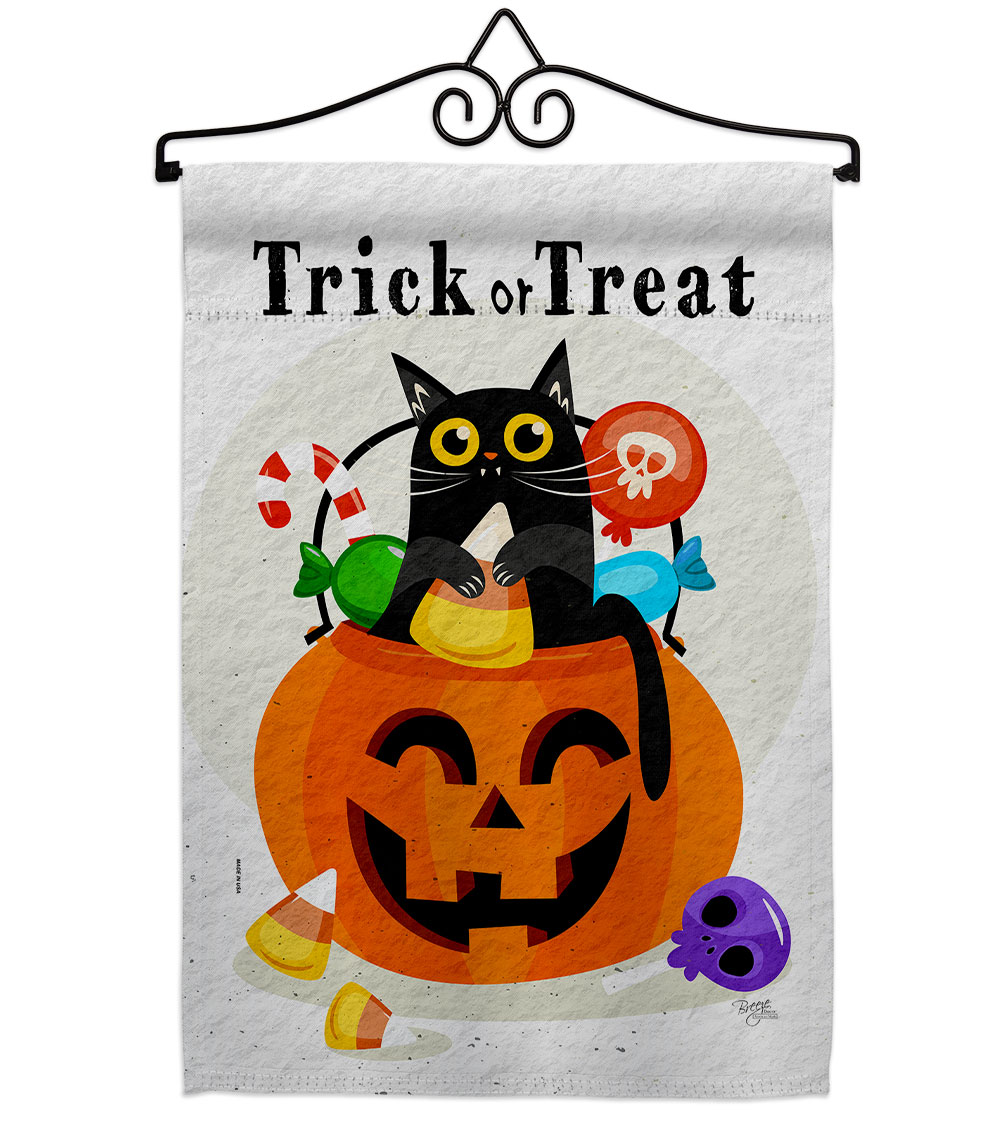 Silly Halloween Kitty Falltime 13 x 18.5. in. Double-Sided Decorative Horizontal House Garden Flag Set for Decoration Banner Yard Gift