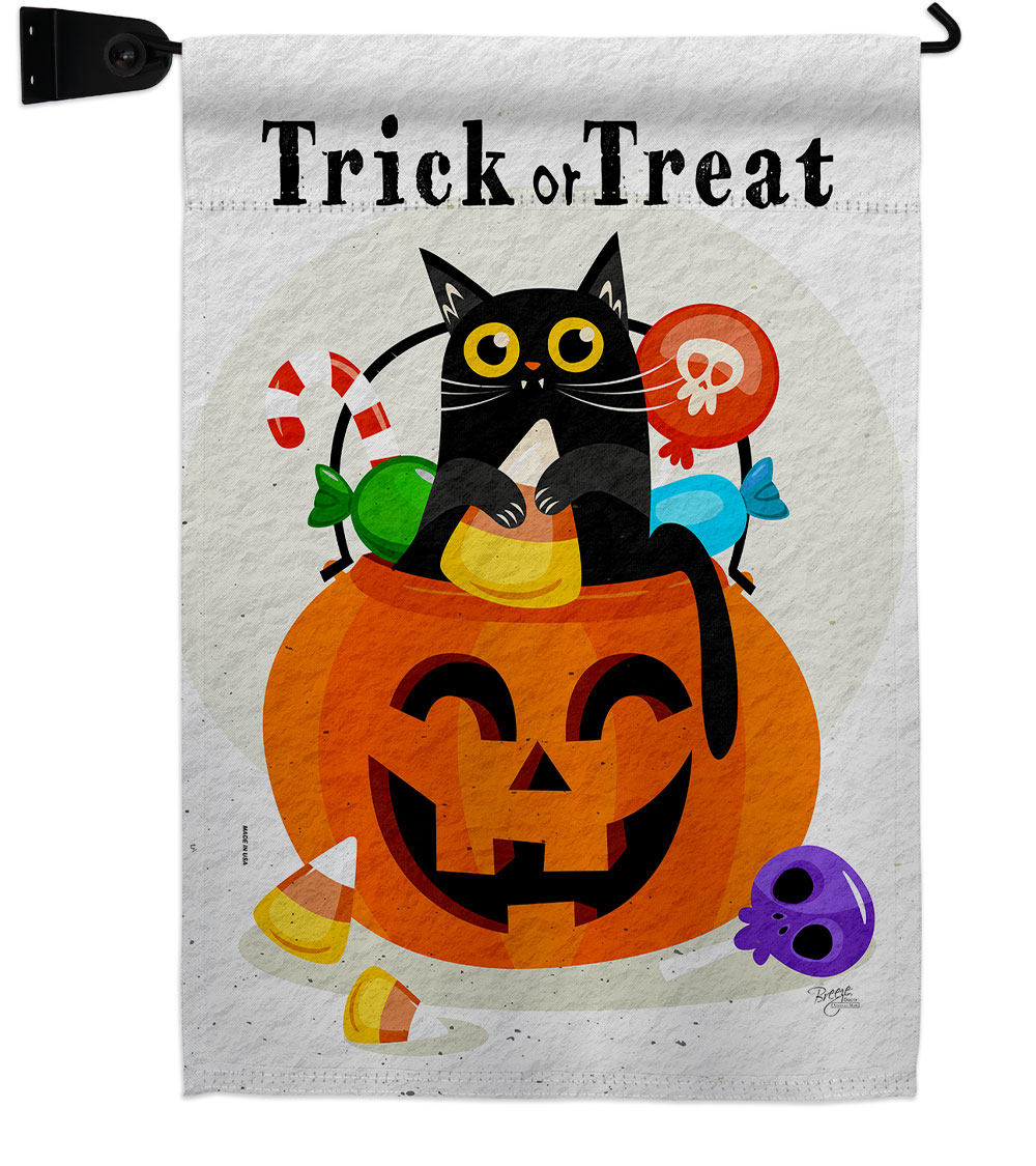 Silly Halloween Kitty Falltime 13 x 18.5. in. Double-Sided Decorative Horizontal House Garden Flag Set for Decoration Banner Yard Gift