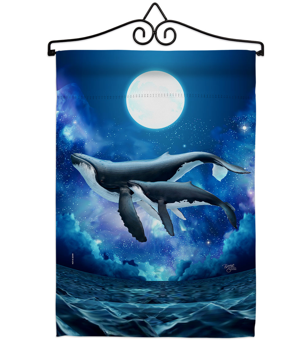 Humpback Whales Animals Sea Creature 13 x 18.5. in. Double-Sided Decorative Horizontal House Garden Flag Set for Decoration Banner Yard Gift