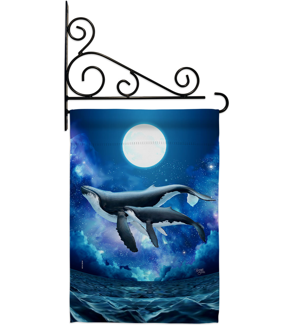 Humpback Whales Animals Sea Creature 13 x 18.5. in. Double-Sided Decorative Horizontal House Garden Flag Set for Decoration Banner Yard Gift