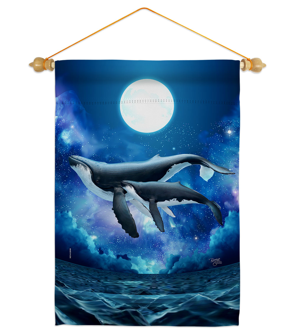 Humpback Whales Animals Sea Creature 13 x 18.5. in. Double-Sided Decorative Horizontal House Garden Flag Set for Decoration Banner Yard Gift