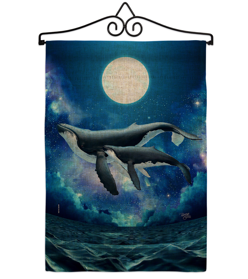 Humpback Whales Animals Sea Creature 13 x 18.5. in. Double-Sided Decorative Horizontal House Garden Flag Set for Decoration Banner Yard Gift
