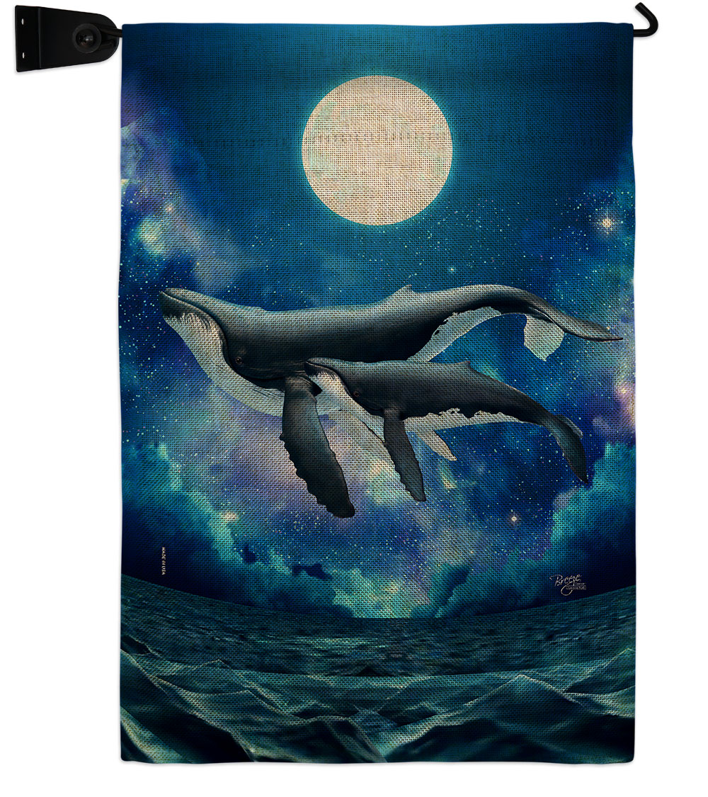 Humpback Whales Animals Sea Creature 13 x 18.5. in. Double-Sided Decorative Horizontal House Garden Flag Set for Decoration Banner Yard Gift