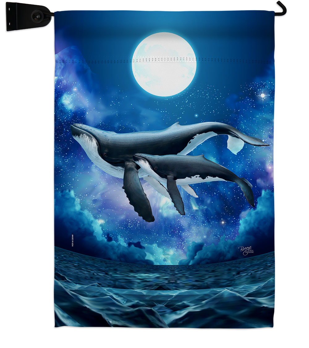 Humpback Whales Animals Sea Creature 13 x 18.5. in. Double-Sided Decorative Horizontal House Garden Flag Set for Decoration Banner Yard Gift