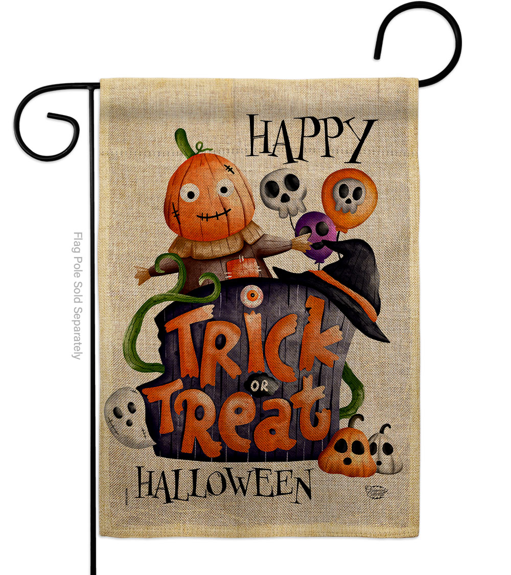 Trick or Treat Day Falltime Halloween 13 x 18.5. in. Double-Sided Decorative Vertical House Garden Flag for Decoration Banner Yard Gift