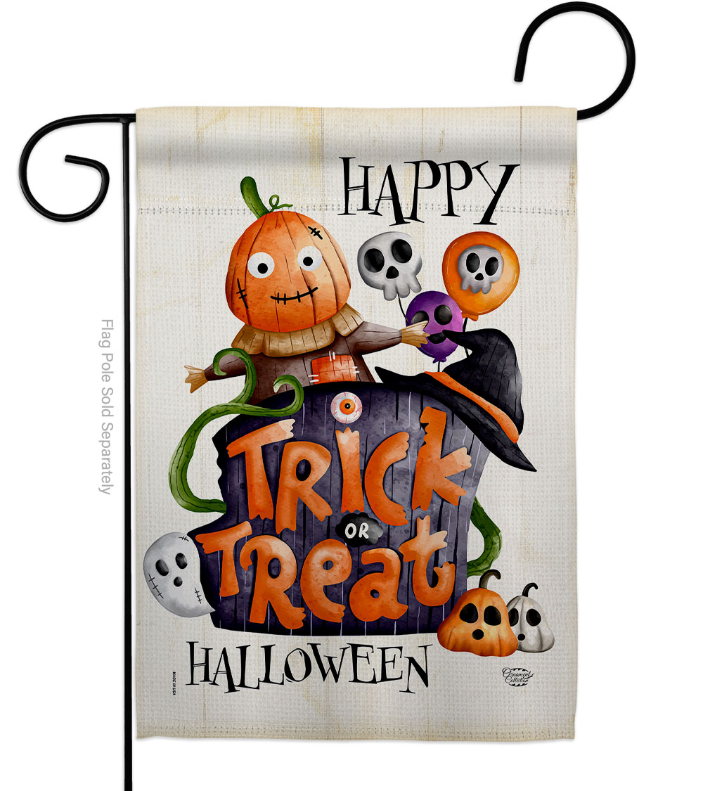 Trick or Treat Day Falltime Halloween 13 x 18.5. in. Double-Sided Decorative Vertical House Garden Flag for Decoration Banner Yard Gift