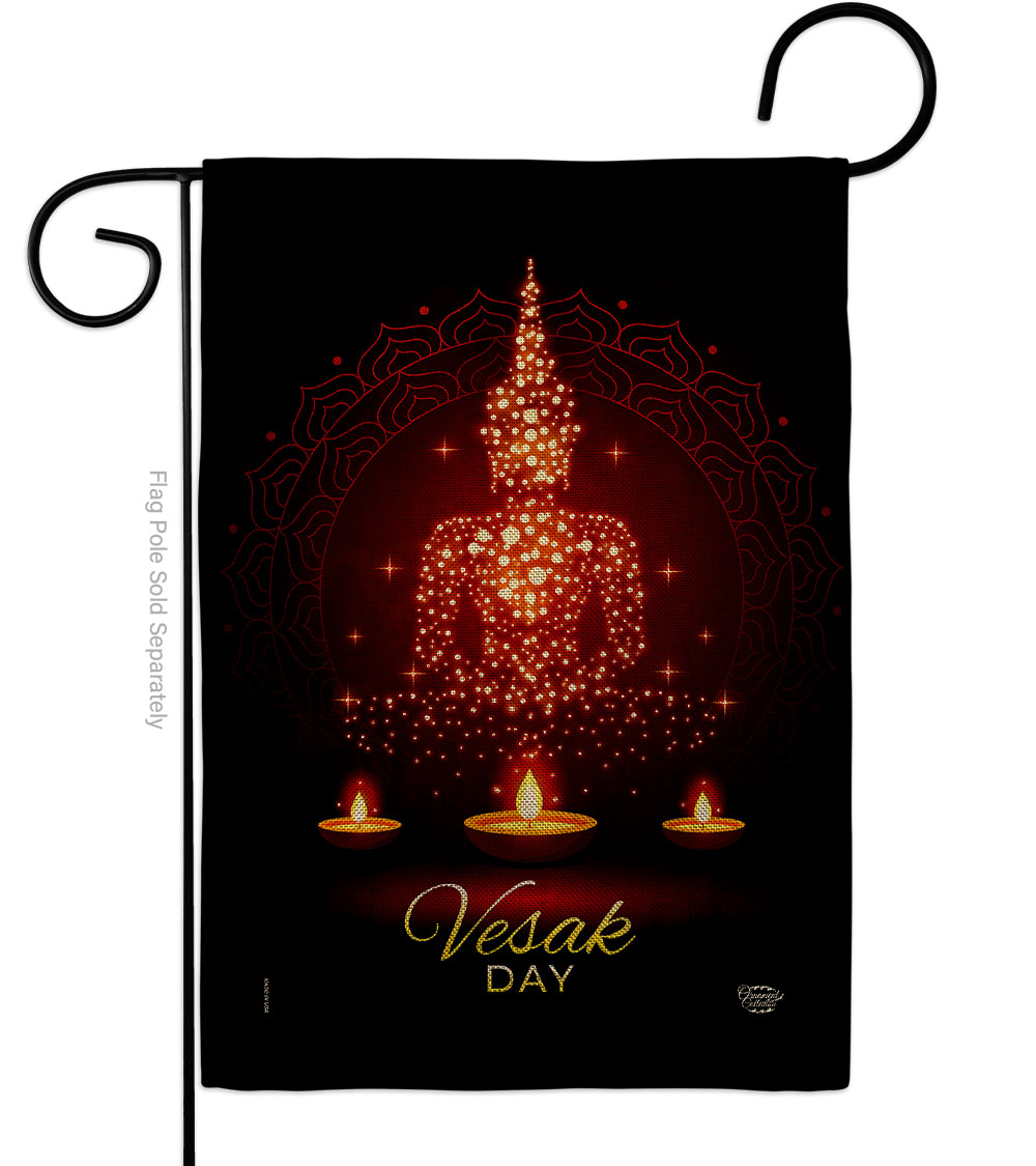 G190174-DB Vesak Day Religious 13 x 18.5. in. Double-Sided Decorative Horizontal House Garden Flag for Decoration Banner Yard Gift