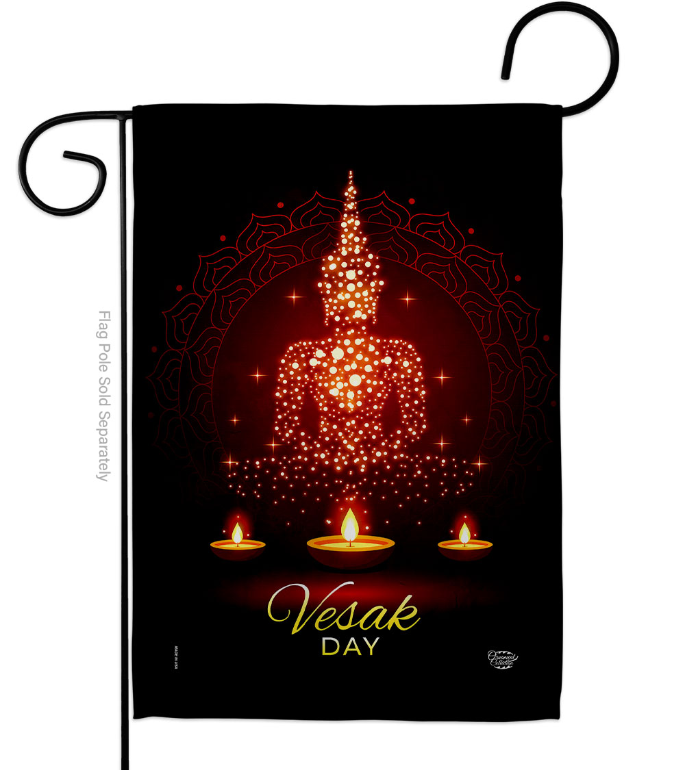 G190174-P3 Vesak Day Religious 13 x 18.5. in. Double-Sided Decorative Horizontal House Garden Flag for Decoration Banner Yard Gift
