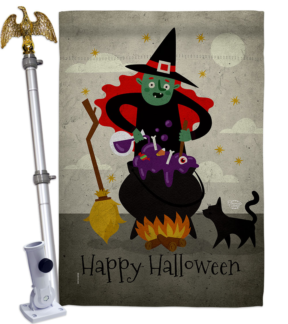 Casting Spells Falltime Halloween 28 x 40 in. Double-Sided Decorative Horizontal Flags for Decoration Banner Garden Yard Gift