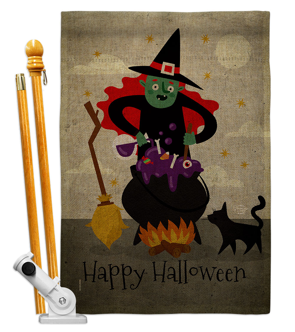 Casting Spells Falltime Halloween 28 x 40 in. Double-Sided Decorative Horizontal Flags for Decoration Banner Garden Yard Gift
