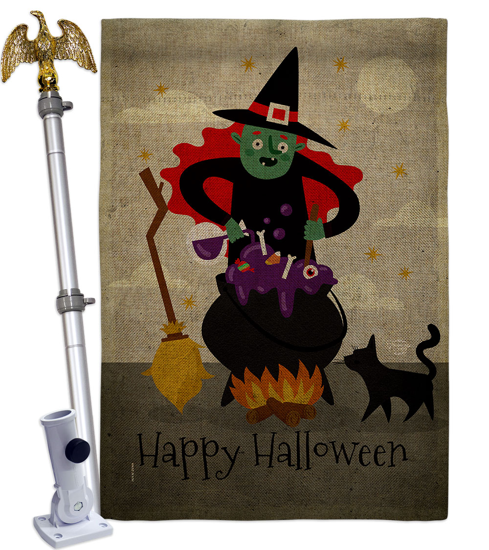 Casting Spells Falltime Halloween 28 x 40 in. Double-Sided Decorative Horizontal Flags for Decoration Banner Garden Yard Gift